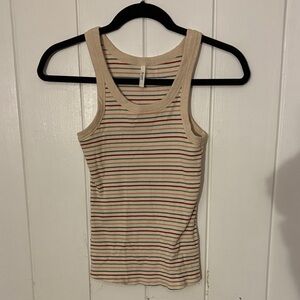 New! 
BE COOL Cream Tank Top with Multicolor Stripes
